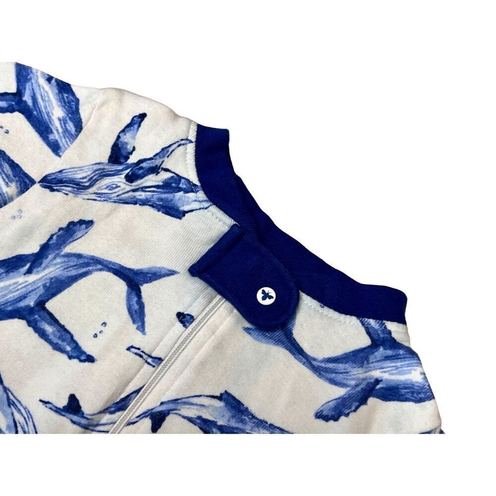 Burt's Bees Baby Organic Cotton Whale‎ Blue White Zippy Footie Sz 18 months - Picture 4 of 10
